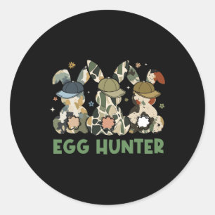 Egg Hunter Bunny With Ckward Cap Hunting Easter Bo Classic Round Sticker