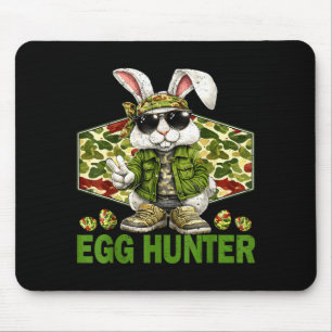 Egg hunter cute rabbit peace sign camo easter mouse pad
