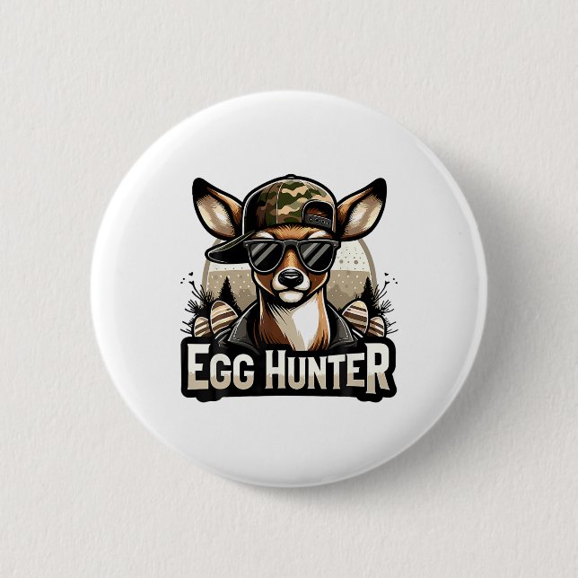 Egg Hunter Deer Buck Backward Cap Deer Hunting Eas 6 Cm Round Badge (Front)