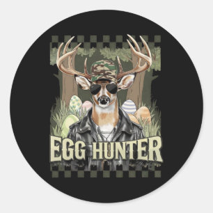 Egg Hunter Deer Buck Byckward Cap Deer Hunting Eas Classic Round Sticker
