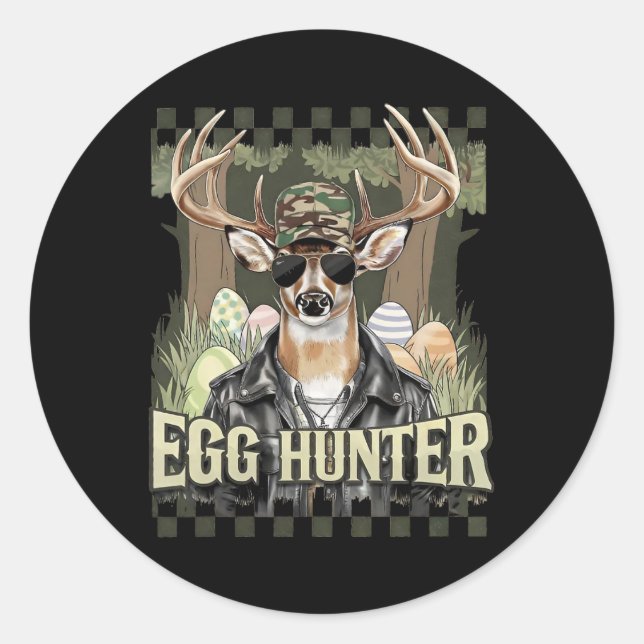 Egg Hunter Deer Buck Byckward Cap Deer Hunting Eas Classic Round Sticker (Front)