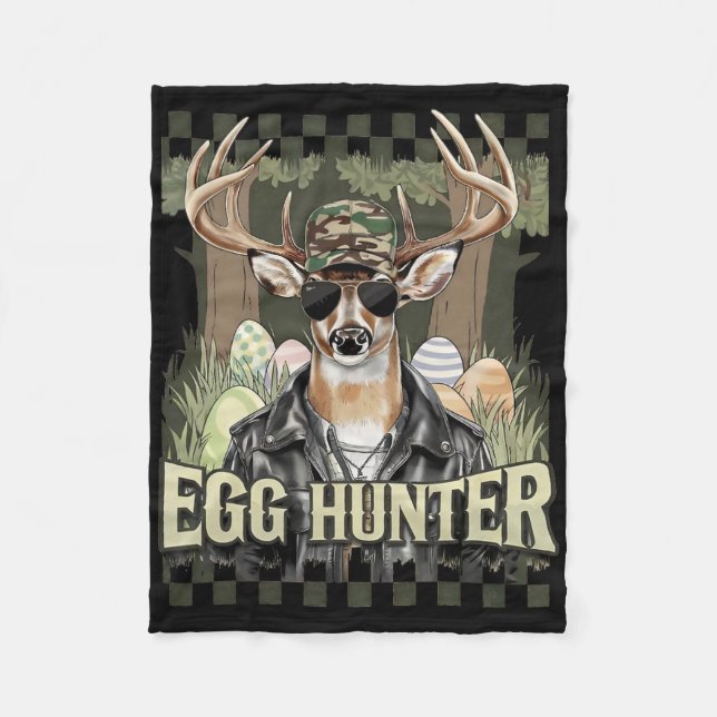 Egg Hunter Deer Buck Byckward Cap Deer Hunting Eas Fleece Blanket (Front)