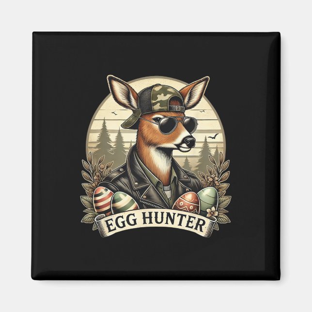 Egg Hunter Deer Buck Byckward Cap Deer Hunting Eas Magnet (Front)