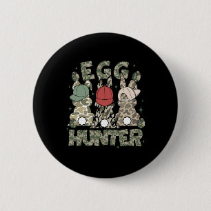 Egg Hunter Deer Buck Camo Cap Deer Hunting Easter  6 Cm Round Badge
