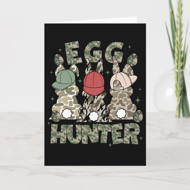 Egg Hunter Deer Buck Camo Cap Deer Hunting Easter  Card (Front)