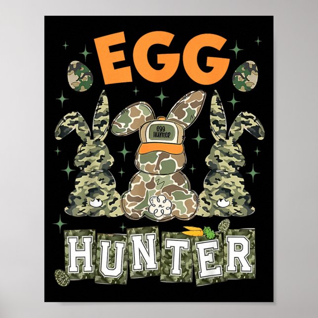 Egg Hunter Deer Buck Camo Cap Deer Hunting Easter Poster (Front)