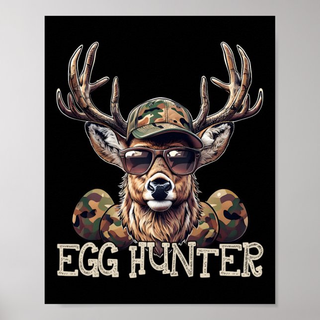 Egg Hunter Deer Buck Camo Cap Deer Hunting Easter  Poster (Front)