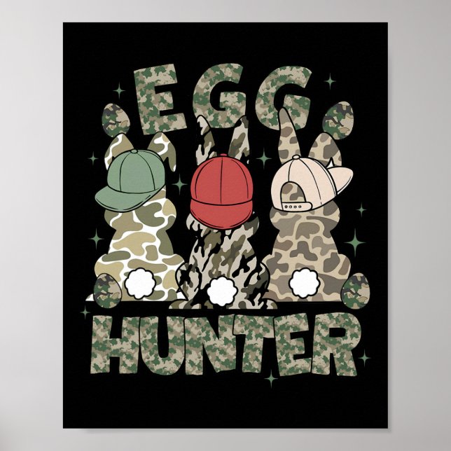 Egg Hunter Deer Buck Camo Cap Deer Hunting Easter  Poster (Front)