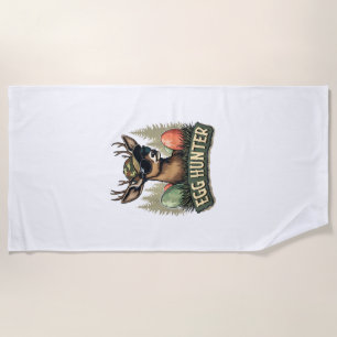 Egg Hunter Deer Buck Happy Easter Day Eggs Boys Ki Beach Towel