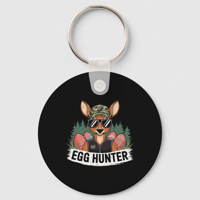 Egg Hunting Happy Easter Day Deer Hunting Easter B Key Ring (Front)