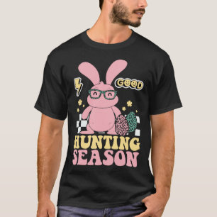 Egg Hunting Season Bunny Kids Adults Retro Groovy  T-Shirt