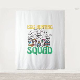 Egg Hunting Squad Easter Funny Kid Easter Egg Hunt Tapestry