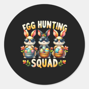 Egg Hunting Squad Happy Easter Day Bunny Egg Hunt  Classic Round Sticker