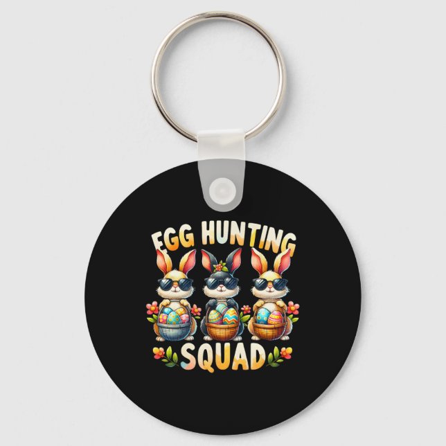 Egg Hunting Squad Happy Easter Day Bunny Egg Hunt  Key Ring (Front)