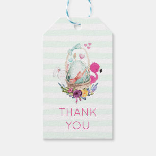 Egg in a Basket with Flamingo and Bunny Thank You Gift Tags
