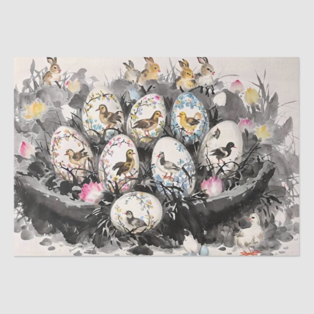 Egg Ink Painting Decoupage Tissue Paper (Front)