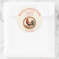 Egg Label Rooster Round Label Sticker
