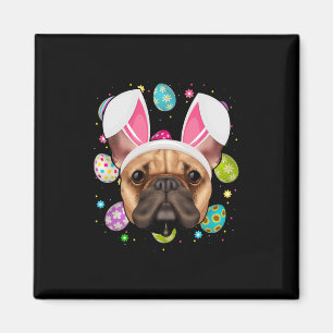 Egg Lover Bunny Ear French Bulldog Face Easter Sun Magnet