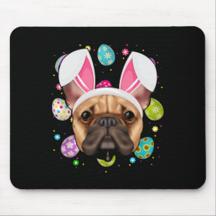 Egg Lover Bunny Ear French Bulldog Face Easter Sun Mouse Pad