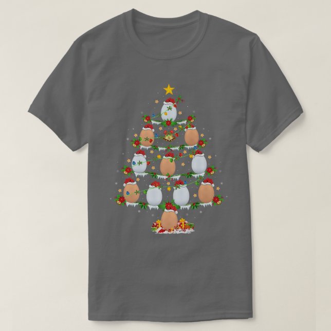 Egg Lover Xmas Lights Eggs Christmas Tree  T-Shirt (Design Front)