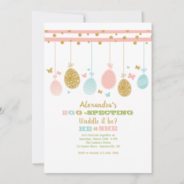 Egg Mobile Gender Reveal Invitation (Front)