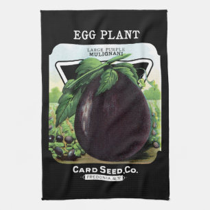 Egg Plant Seed Packet Label Tea Towel