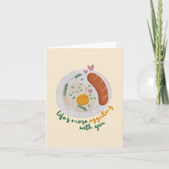 Egg Pun: Life's More Eggciting with You Note Card (Front)