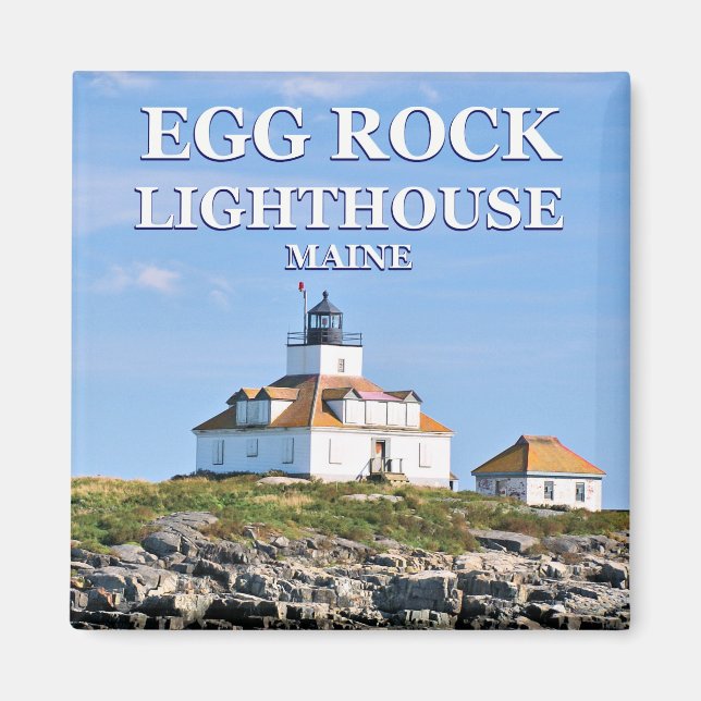 Egg Rock Lighthouse Bar Harbour Maine Square Magne Magnet (Front)