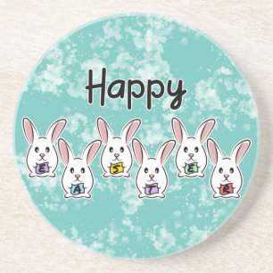 Egg Shaped Easter Rabbits Coaster