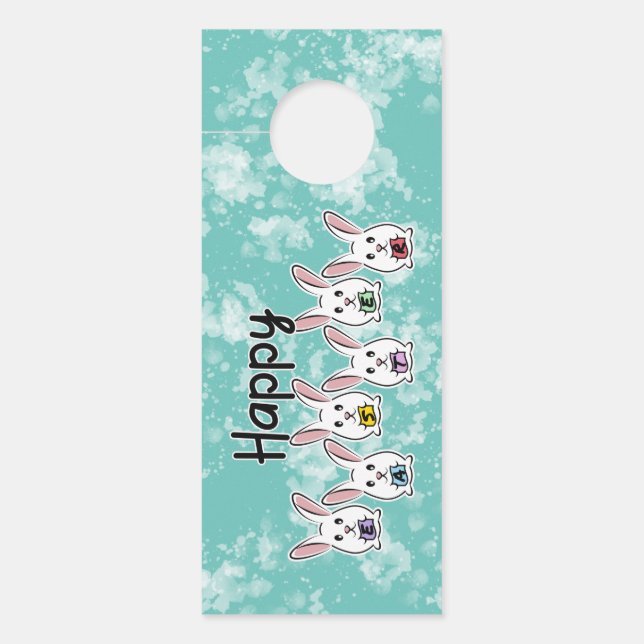 Egg Shaped Easter Rabbits Door Hanger (Front)