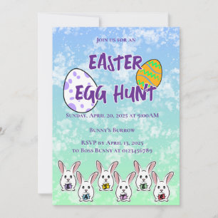 Egg Shaped Easter Rabbits Invitation