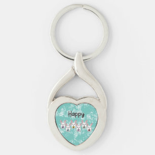 Egg Shaped Easter Rabbits Key Ring