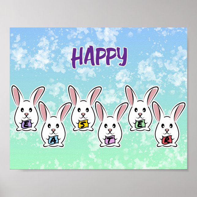 Egg Shaped Easter Rabbits Poster (Front)