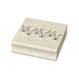 Egg-shaped Easter Rabbits Rubber Stamp