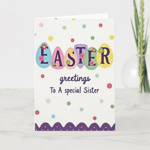 Egg Shaped Easter Sister Card