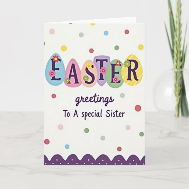 Egg Shaped Easter Sister Card (Front)