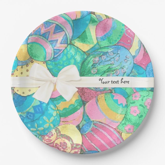 Egg-stavaganza Pastel Easter Eggs Paper Plate (Front)