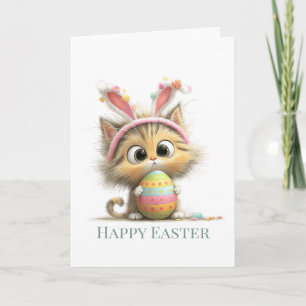 Egg-stra Cute Easter Cat Greeting Card