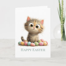 Egg-stra Silly Easter Cat Greeting Card