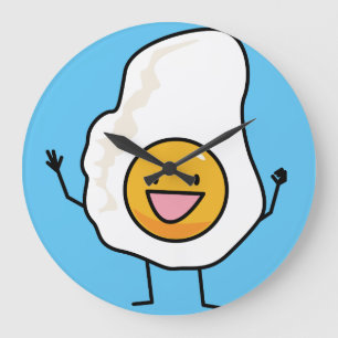 Egg Sunny-Side Up Happy Eggs Breakfast Large Clock