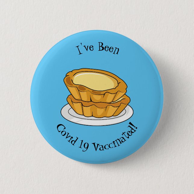 Egg tart cartoon illustration 6 cm round badge (Front)