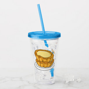 Egg tart cartoon illustration  acrylic tumbler