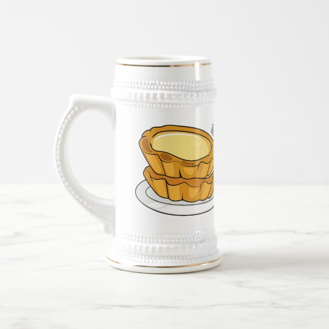 Egg tart cartoon illustration  beer stein (Left)