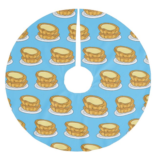 Egg tart cartoon illustration  brushed polyester tree skirt (Front)