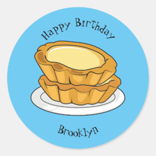 Egg tart cartoon illustration classic round sticker