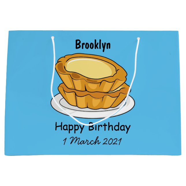 Egg tart cartoon illustration large gift bag (Front)
