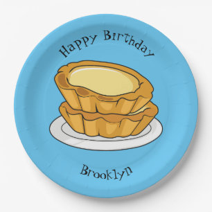 Egg tart cartoon illustration paper plate