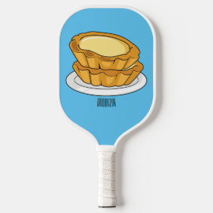 Egg tart cartoon illustration pickleball paddle