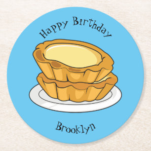 Egg tart cartoon illustration  round paper coaster