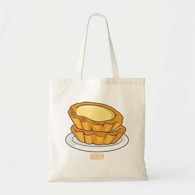 Egg tart cartoon illustration  tote bag (Front)